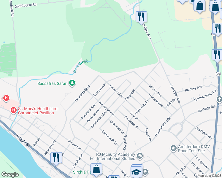 map of restaurants, bars, coffee shops, grocery stores, and more near 19 Harvard Avenue in Amsterdam