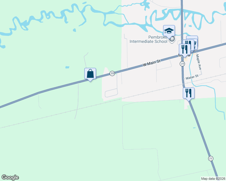 map of restaurants, bars, coffee shops, grocery stores, and more near 66 West Main Street in Corfu