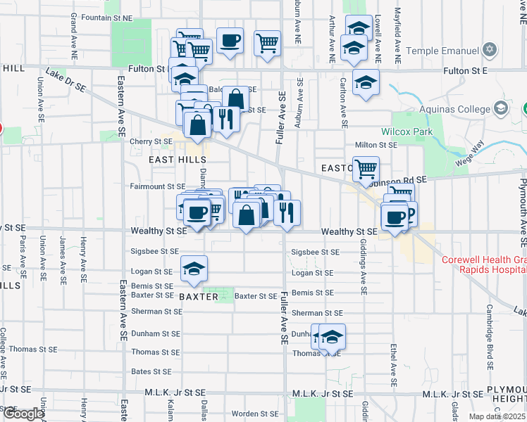 map of restaurants, bars, coffee shops, grocery stores, and more near 336 Visser Place Southeast in Grand Rapids
