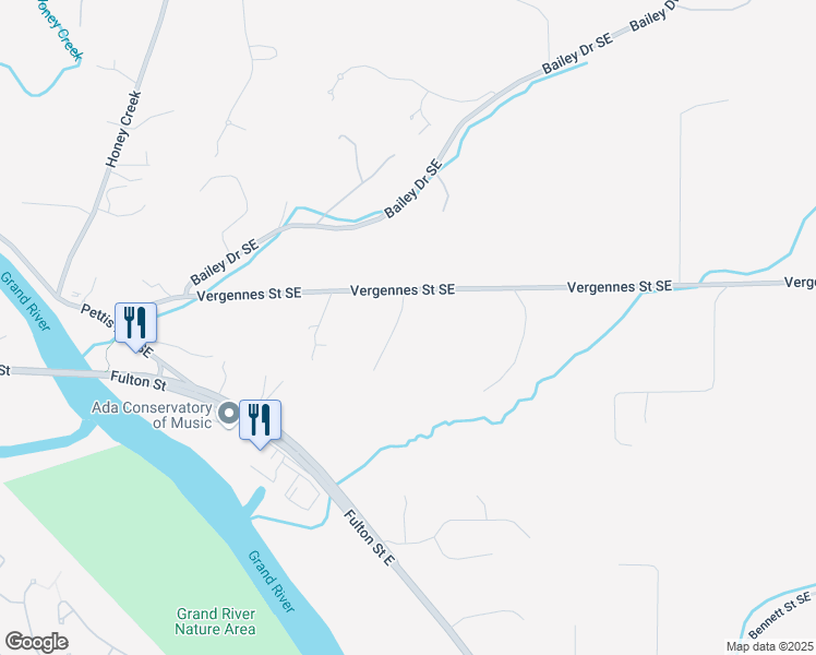 map of restaurants, bars, coffee shops, grocery stores, and more near 460 Pine Land Drive Southeast in Ada