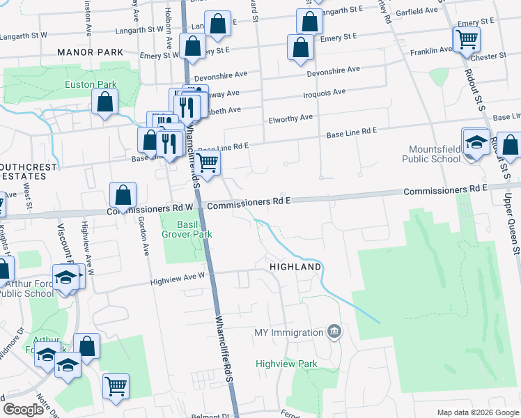 map of restaurants, bars, coffee shops, grocery stores, and more near 3 Highland Place in London