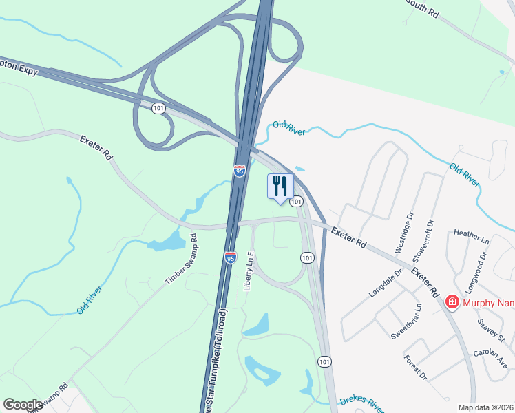 map of restaurants, bars, coffee shops, grocery stores, and more near 298 Exeter Road in Hampton