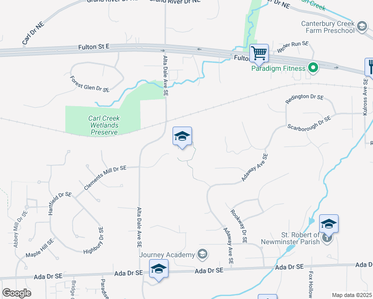 map of restaurants, bars, coffee shops, grocery stores, and more near 400 Alta Dale Avenue Southeast in Ada