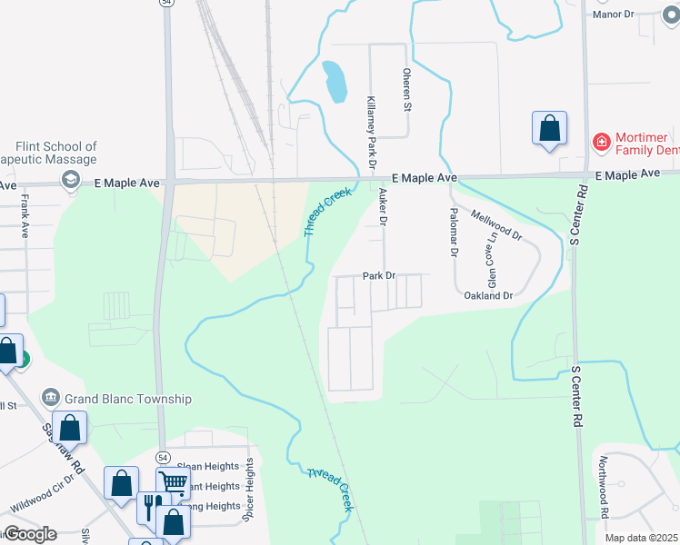 map of restaurants, bars, coffee shops, grocery stores, and more near 3101 West Linda Drive in Flint