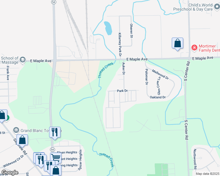map of restaurants, bars, coffee shops, grocery stores, and more near 3101 West Linda Drive in Flint