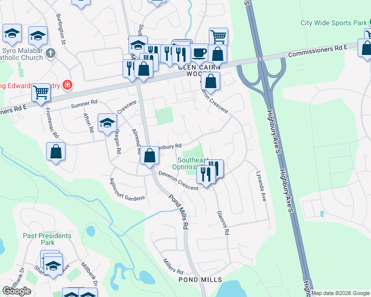 map of restaurants, bars, coffee shops, grocery stores, and more near 149 Banbury Road in London