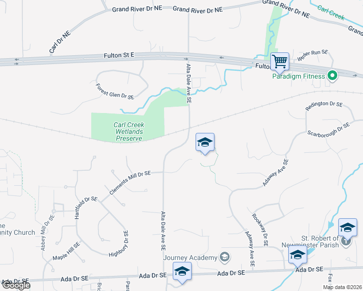 map of restaurants, bars, coffee shops, grocery stores, and more near 400 Alta Dale Avenue Southeast in Ada