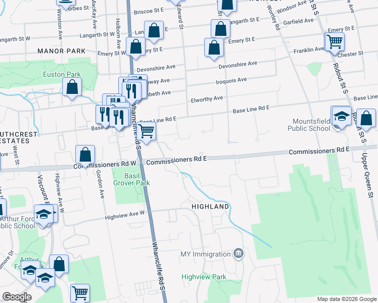 map of restaurants, bars, coffee shops, grocery stores, and more near 3 Highland Place in London