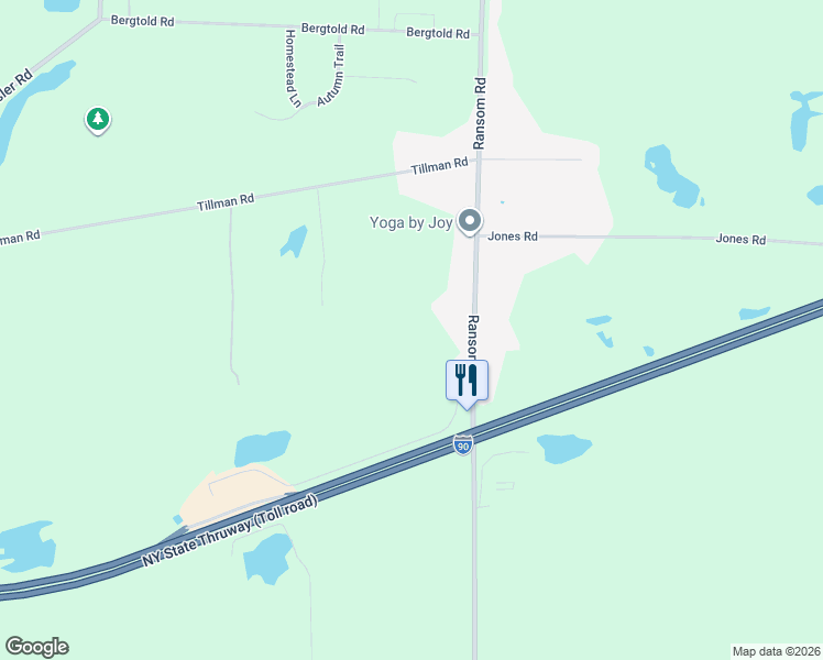 map of restaurants, bars, coffee shops, grocery stores, and more near 4100 Ransom Road in Clarence