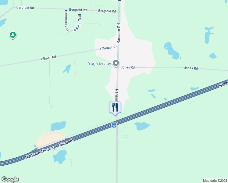 map of restaurants, bars, coffee shops, grocery stores, and more near 4100 Ransom Road in Clarence