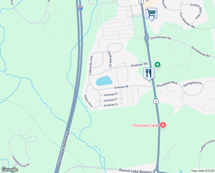 map of restaurants, bars, coffee shops, grocery stores, and more near 30 Avenue M in Mechanicville