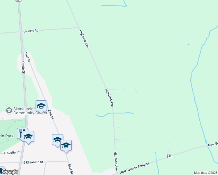 map of restaurants, bars, coffee shops, grocery stores, and more near 3866 Highland Avenue in Skaneateles