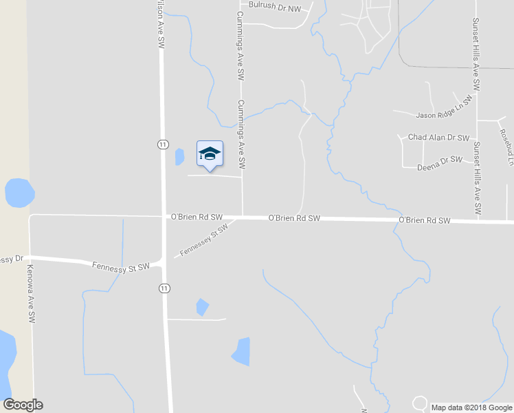 map of restaurants, bars, coffee shops, grocery stores, and more near 4159 O'Brien Road Southwest in Grand Rapids