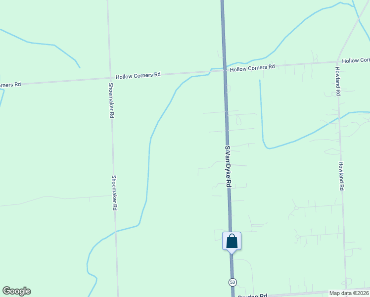 map of restaurants, bars, coffee shops, grocery stores, and more near 3644 Van Dyke Road in Almont