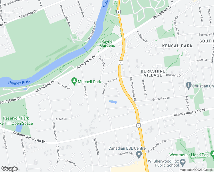 map of restaurants, bars, coffee shops, grocery stores, and more near 83 Trellis Crescent in London