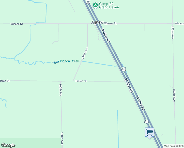 map of restaurants, bars, coffee shops, grocery stores, and more near 15713 Pierce Street in West Olive