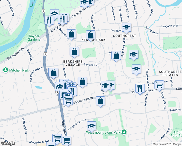 map of restaurants, bars, coffee shops, grocery stores, and more near 28 Westmorland Road in London