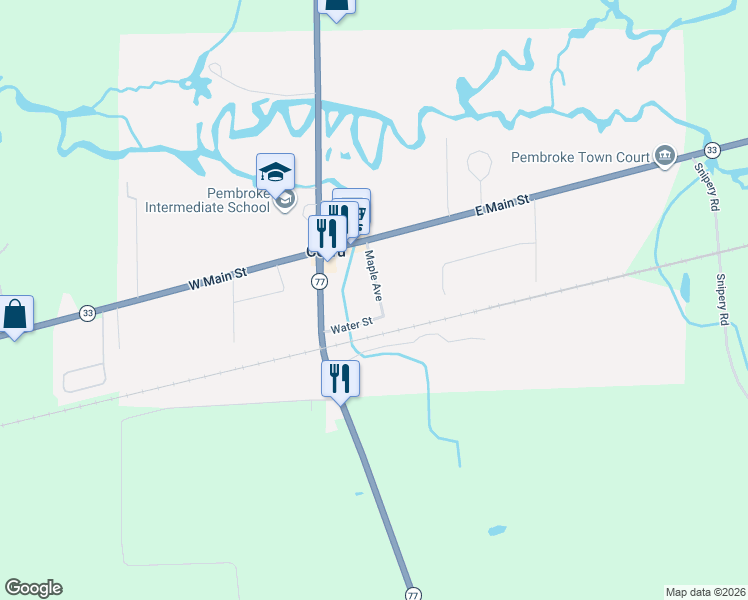 map of restaurants, bars, coffee shops, grocery stores, and more near 20 Maple Avenue in Corfu