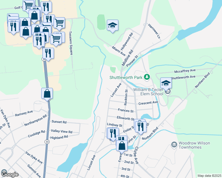 map of restaurants, bars, coffee shops, grocery stores, and more near 7 Austin Street in Amsterdam