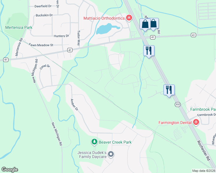 map of restaurants, bars, coffee shops, grocery stores, and more near 6109 Caleb Court in Farmington