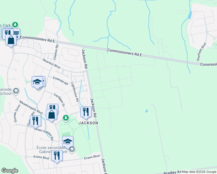 map of restaurants, bars, coffee shops, grocery stores, and more near 1316 Honeywood Drive in London