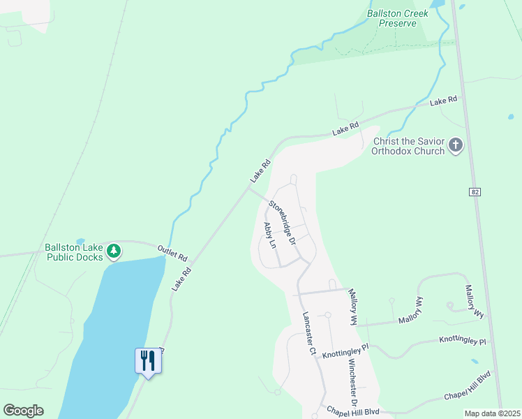 map of restaurants, bars, coffee shops, grocery stores, and more near 3 Abby Lane in Ballston Lake