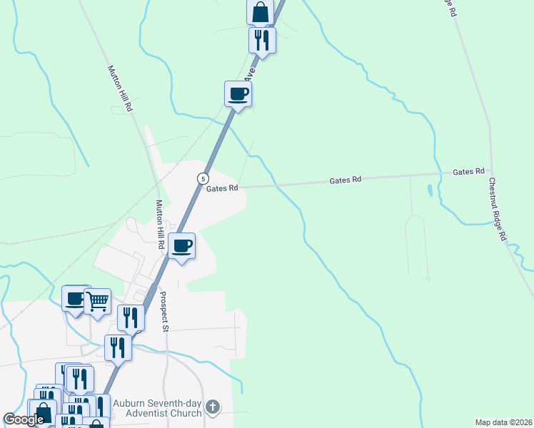 map of restaurants, bars, coffee shops, grocery stores, and more near 3060 Gates Rd in Auburn