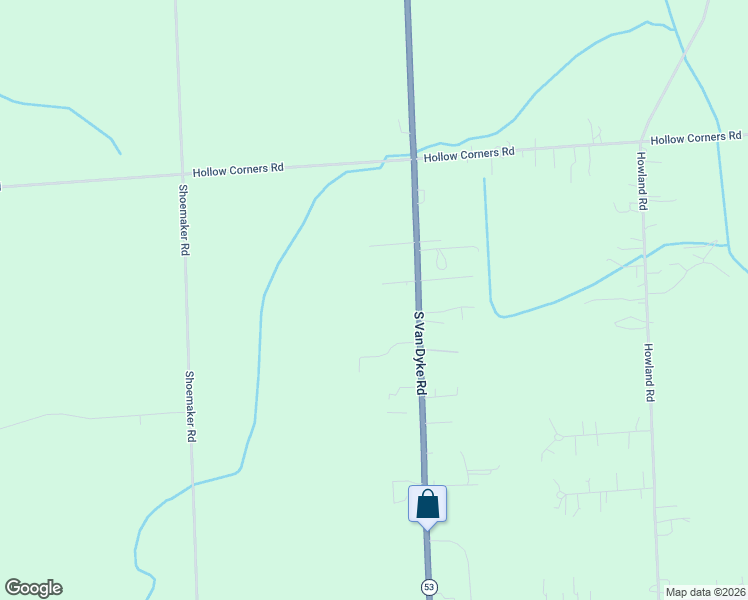 map of restaurants, bars, coffee shops, grocery stores, and more near 3644 South Van Dyke Road in Almont