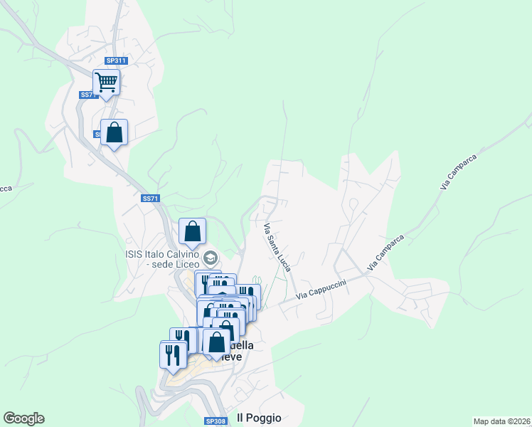 map of restaurants, bars, coffee shops, grocery stores, and more near 46 Via Santa Lucia in Città della Pieve