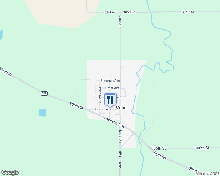 map of restaurants, bars, coffee shops, grocery stores, and more near 401 Main Street in Volin