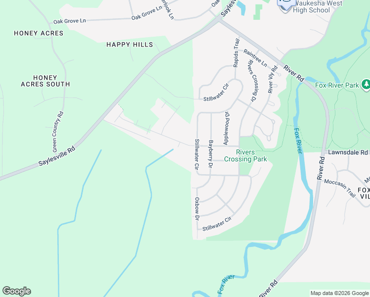 map of restaurants, bars, coffee shops, grocery stores, and more near 3034 Tanglewood Drive in Waukesha