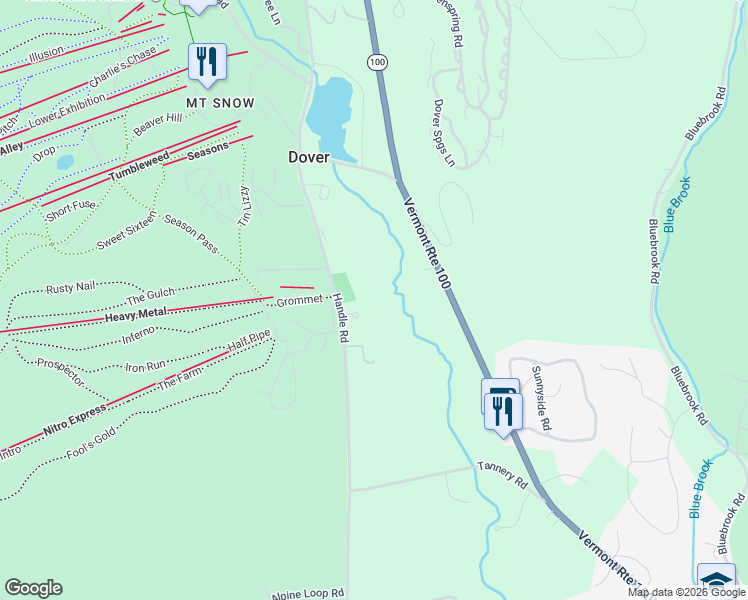 map of restaurants, bars, coffee shops, grocery stores, and more near 266O Handle Road in Dover