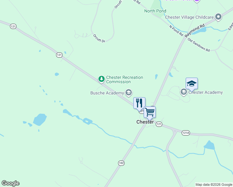 map of restaurants, bars, coffee shops, grocery stores, and more near 89 Chester Street in Chester