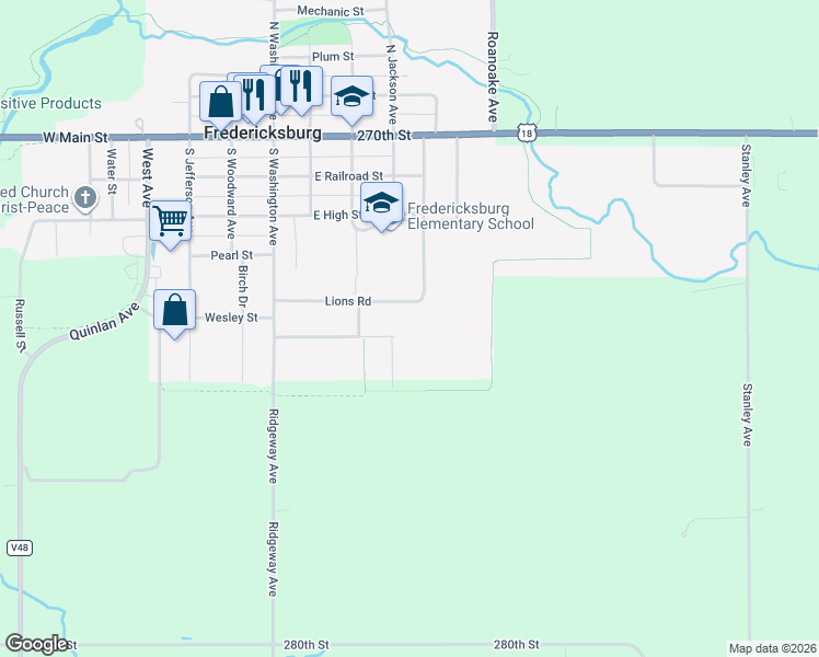 map of restaurants, bars, coffee shops, grocery stores, and more near 161-199 Lions Road in Fredericksburg