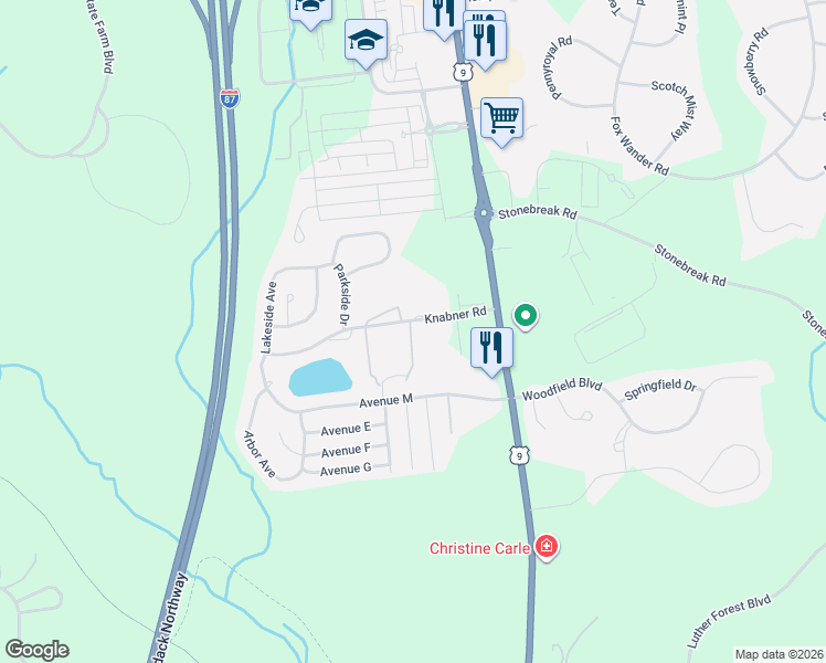 map of restaurants, bars, coffee shops, grocery stores, and more near 102 Everest Drive in Saratoga County