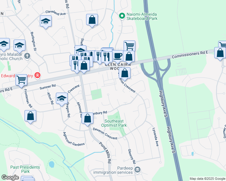 map of restaurants, bars, coffee shops, grocery stores, and more near in London