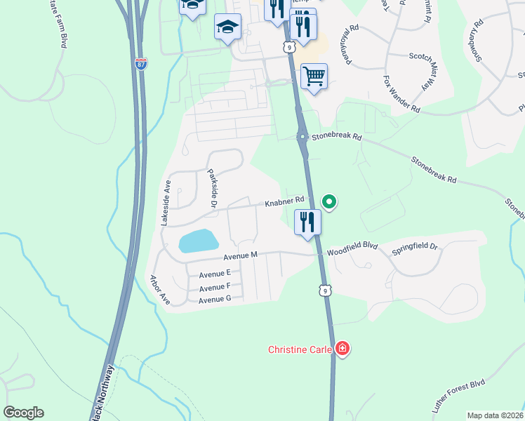 map of restaurants, bars, coffee shops, grocery stores, and more near 102 Everest Drive in Mechanicville