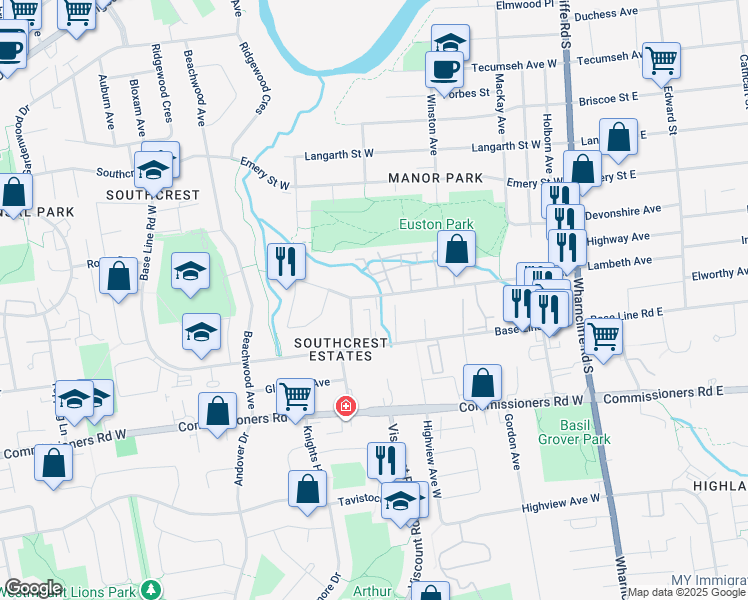 map of restaurants, bars, coffee shops, grocery stores, and more near 127 Centre Street in London