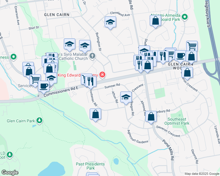 map of restaurants, bars, coffee shops, grocery stores, and more near 23 Sumner Road in London