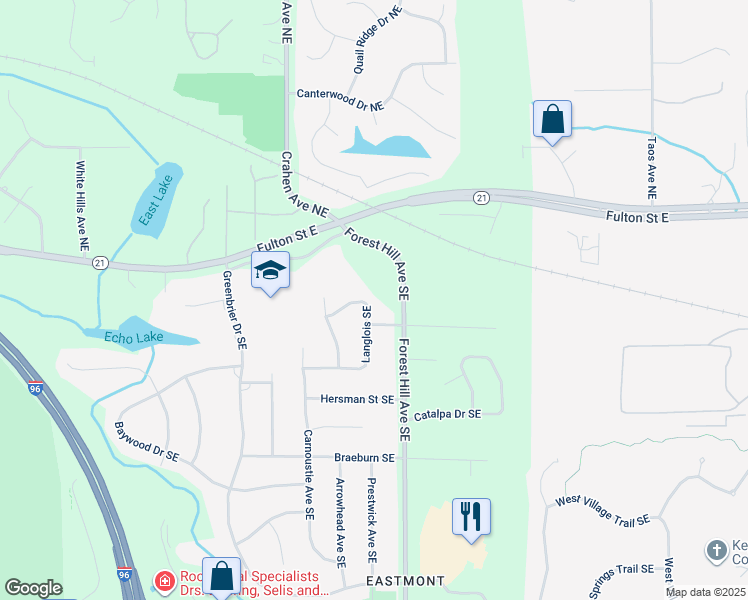 map of restaurants, bars, coffee shops, grocery stores, and more near 160 Langlois Southeast in Grand Rapids