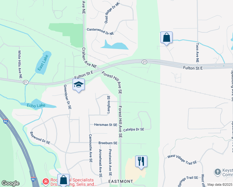 map of restaurants, bars, coffee shops, grocery stores, and more near 160 Langlois Southeast in Grand Rapids