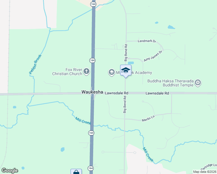 map of restaurants, bars, coffee shops, grocery stores, and more near S47W23950 Lawnsdale Road in Waukesha