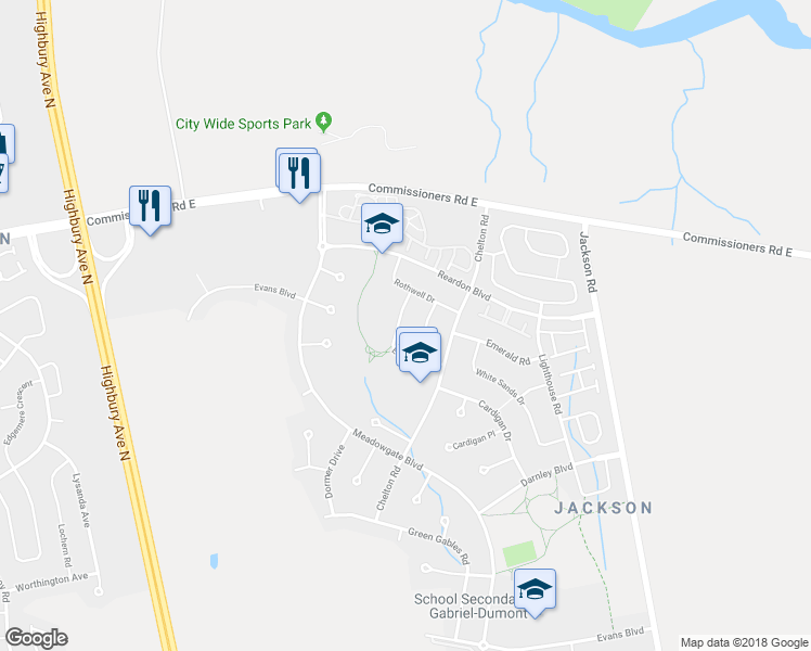 map of restaurants, bars, coffee shops, grocery stores, and more near 249 Ellerslie Road in London