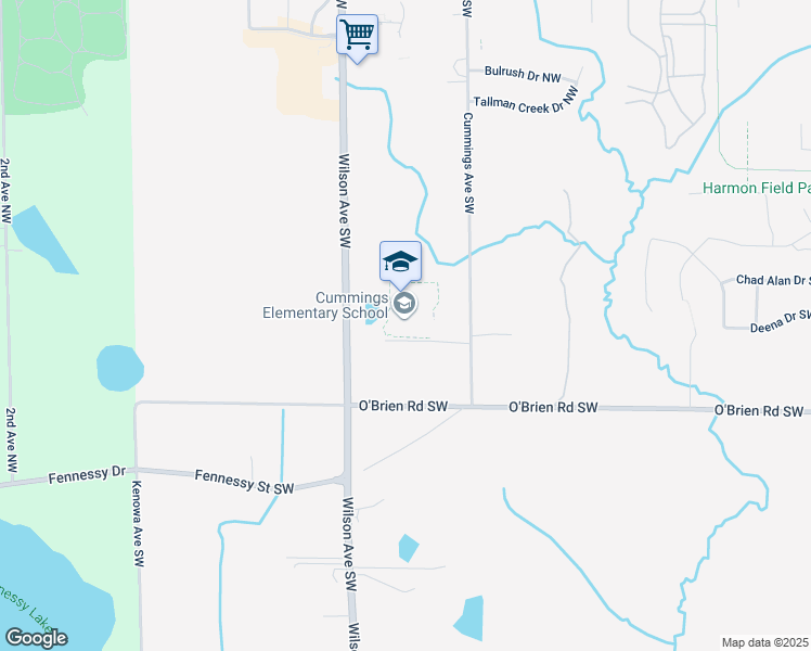 map of restaurants, bars, coffee shops, grocery stores, and more near 4261 Schoolcraft Street Southwest in Grand Rapids