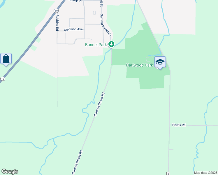 map of restaurants, bars, coffee shops, grocery stores, and more near 9345 Summit Street Road in Le Roy