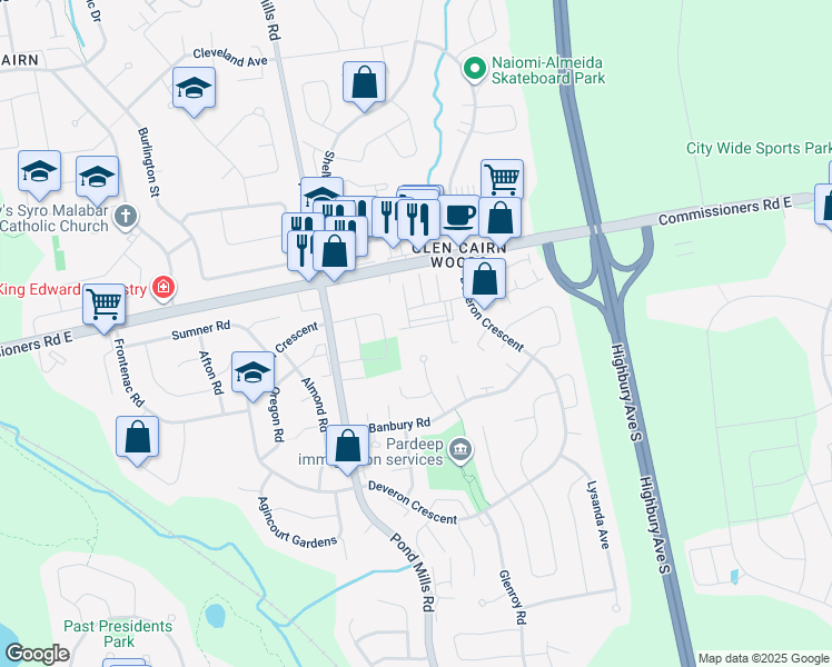 map of restaurants, bars, coffee shops, grocery stores, and more near in London