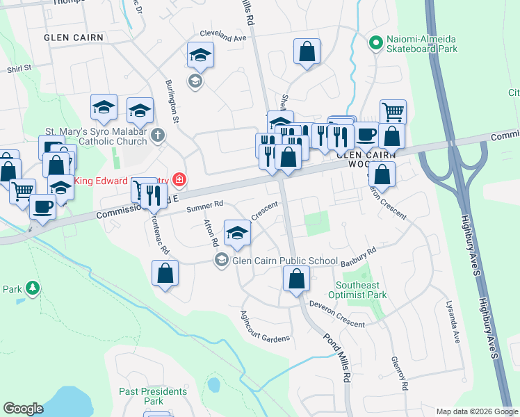 map of restaurants, bars, coffee shops, grocery stores, and more near 10 Deveron Crescent in London