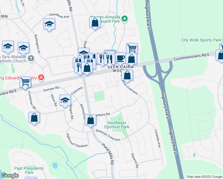map of restaurants, bars, coffee shops, grocery stores, and more near 727 Deveron Crescent in London