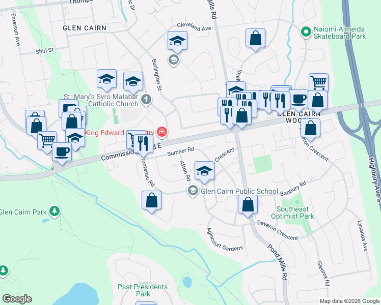 map of restaurants, bars, coffee shops, grocery stores, and more near 31 Sumner Road in London