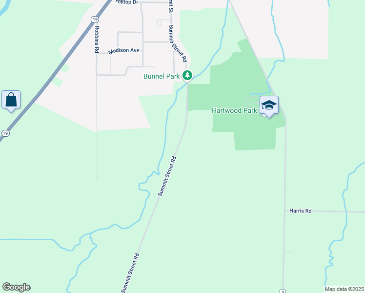 map of restaurants, bars, coffee shops, grocery stores, and more near 9345 Summit Street Road in Le Roy